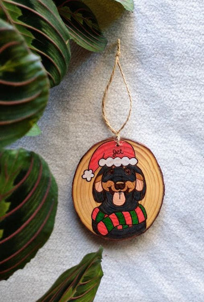 Custom Pet Portrait -  Wood Slice Ornament