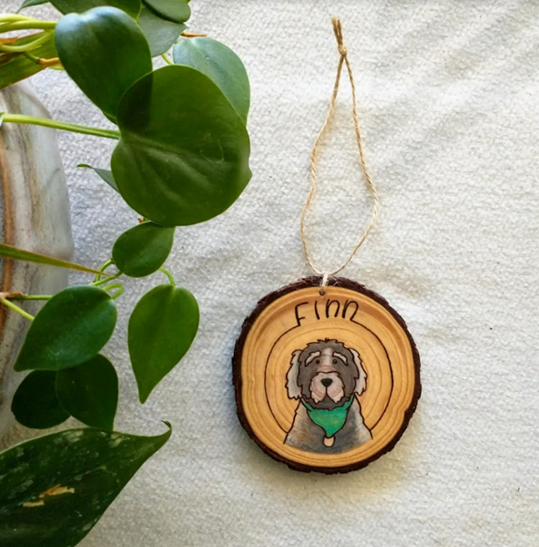 Custom Pet Portrait -  Wood Slice Ornament