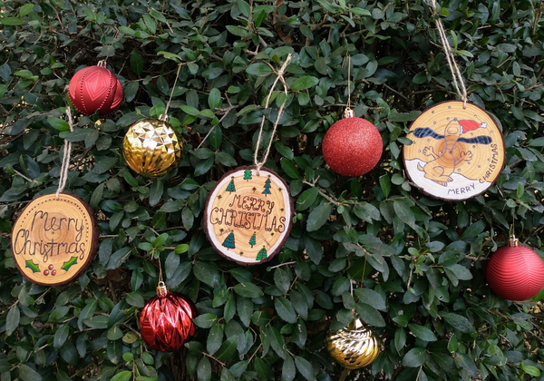 Happy Dance - Wood Slice Christmas Ornament