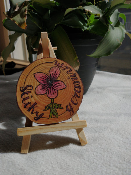 Sticky Geranium - Wood Slice Ornament