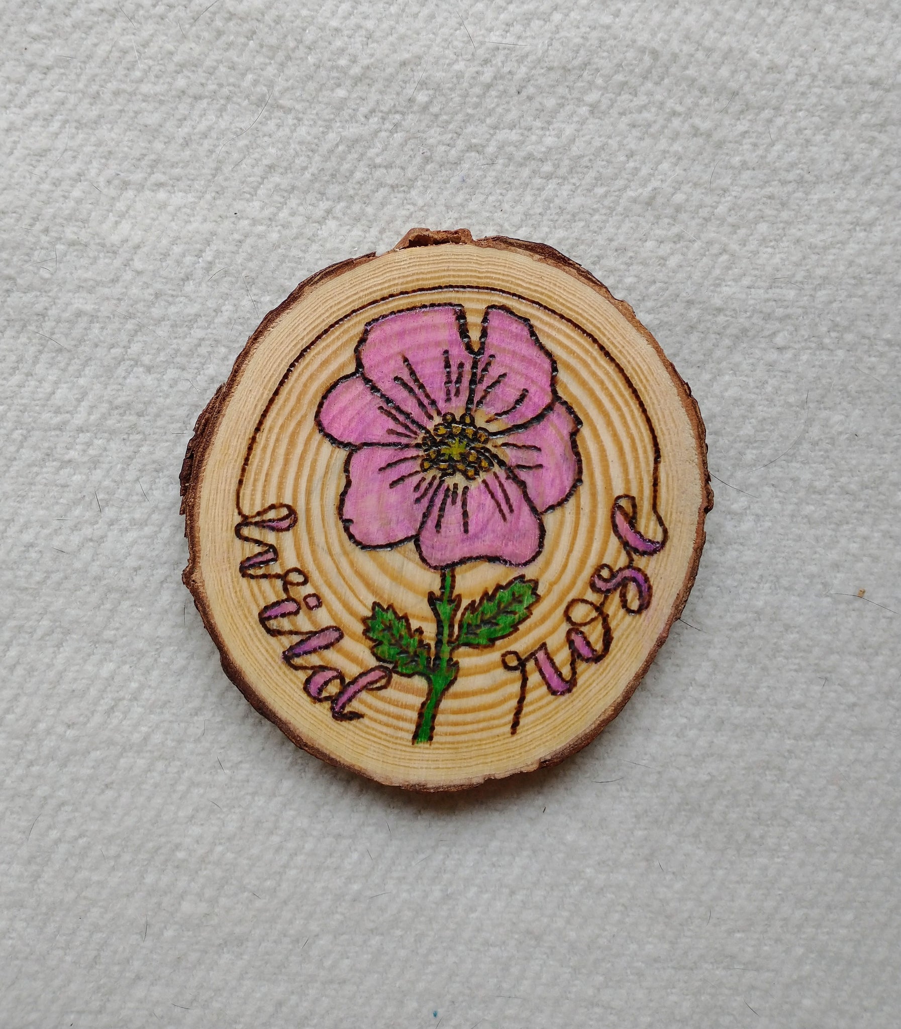 Wild Rose - Wood Slice Ornament