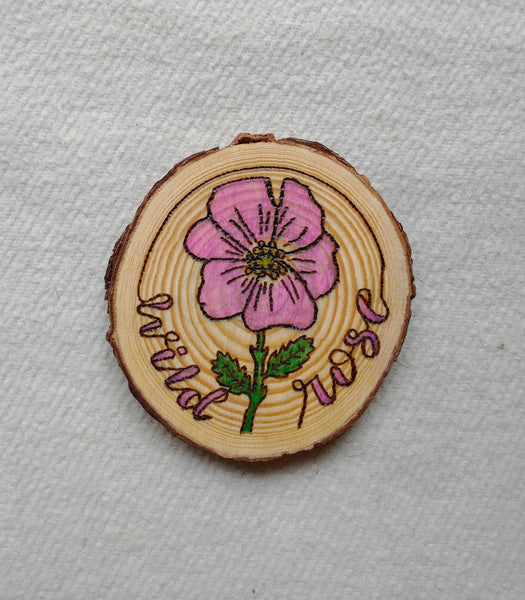 Wild Rose - Wood Slice Ornament