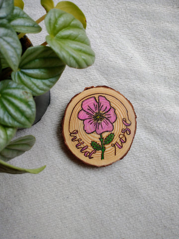Wild Rose - Wood Slice Ornament