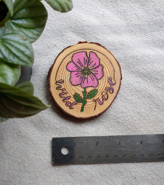 Wild Rose - Wood Slice Ornament