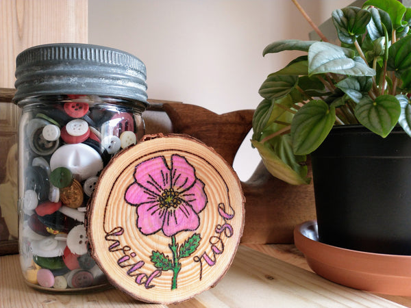Wild Rose - Wood Slice Ornament