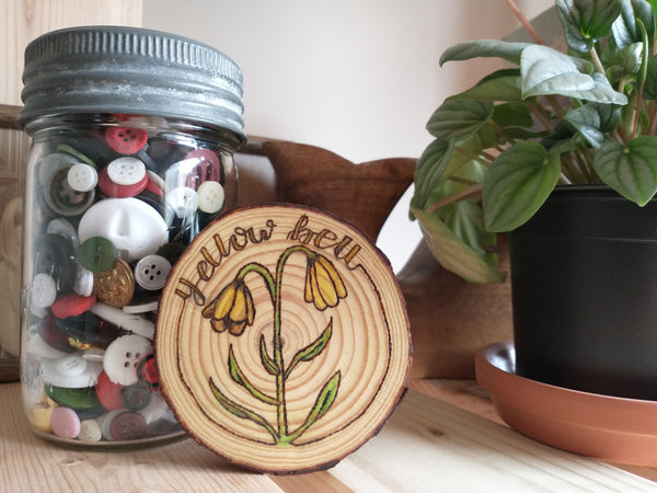 Yellow Bell - Wood Slice Ornament