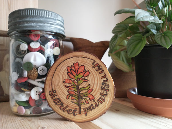 Scarlet Paintbrush - Wood Slice Ornament