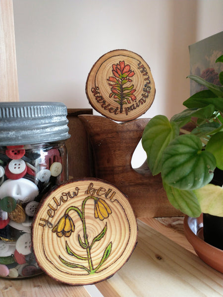 Yellow Bell - Wood Slice Ornament