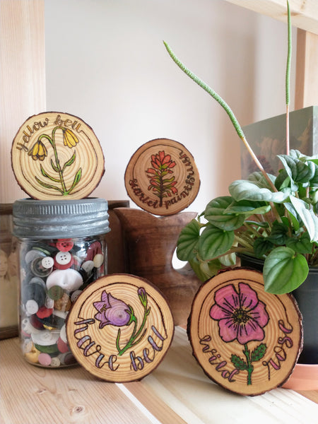 Wild Rose - Wood Slice Ornament