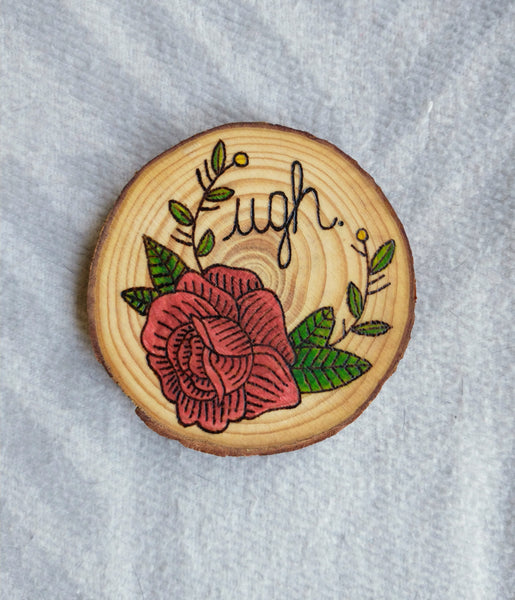 Ugh. - Wood Slice Ornament