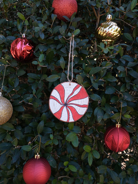 Peppermint - Wood Slice Christmas Ornament