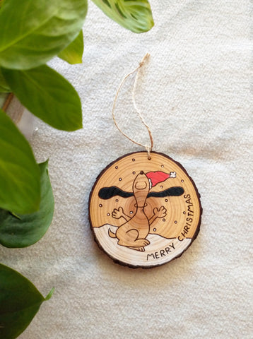 Happy Dance - Wood Slice Christmas Ornament