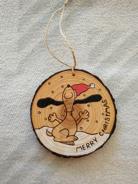 Happy Dance - Wood Slice Christmas Ornament