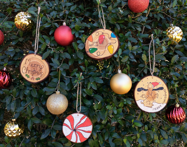 Happy Dance - Wood Slice Christmas Ornament