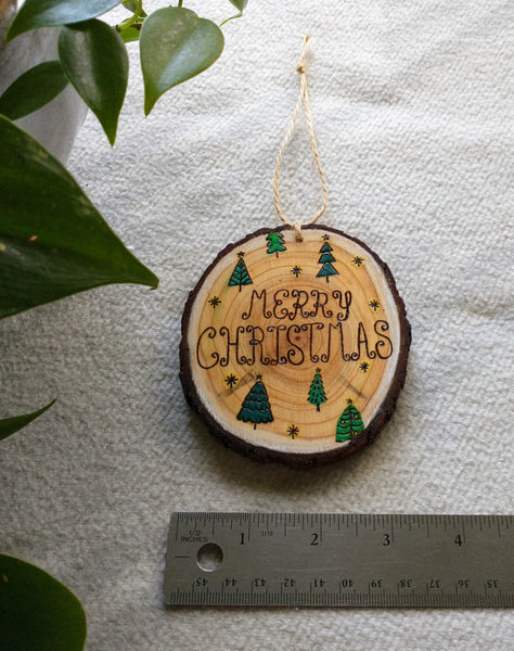 Christmas Forest - Wood Slice Christmas Ornament