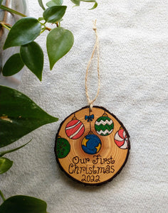 Custom Christmas - Wood Slice Christmas Ornament