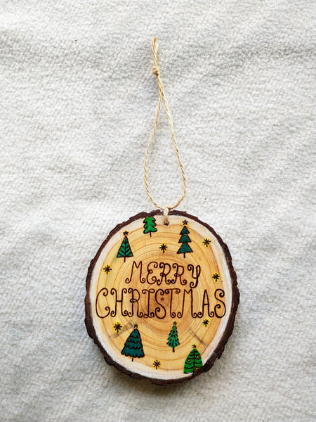 Christmas Forest - Wood Slice Christmas Ornament