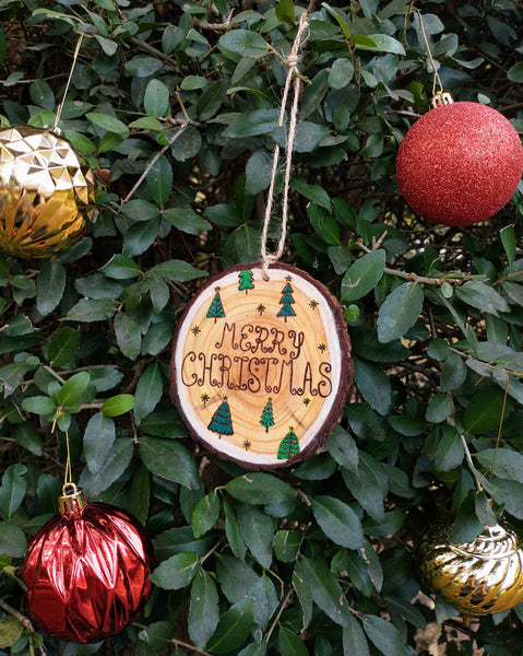 Christmas Forest - Wood Slice Christmas Ornament