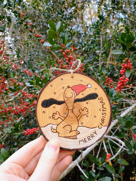 Happy Dance - Wood Slice Christmas Ornament