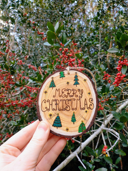 Christmas Forest - Wood Slice Christmas Ornament