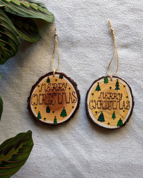 Christmas Forest - Wood Slice Christmas Ornament