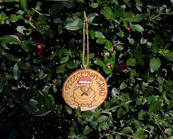 Fleece Navidad - Wood Slice Christmas Ornament