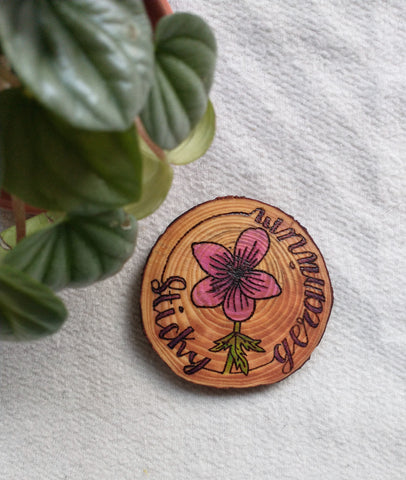 Sticky Geranium - Wood Slice Ornament