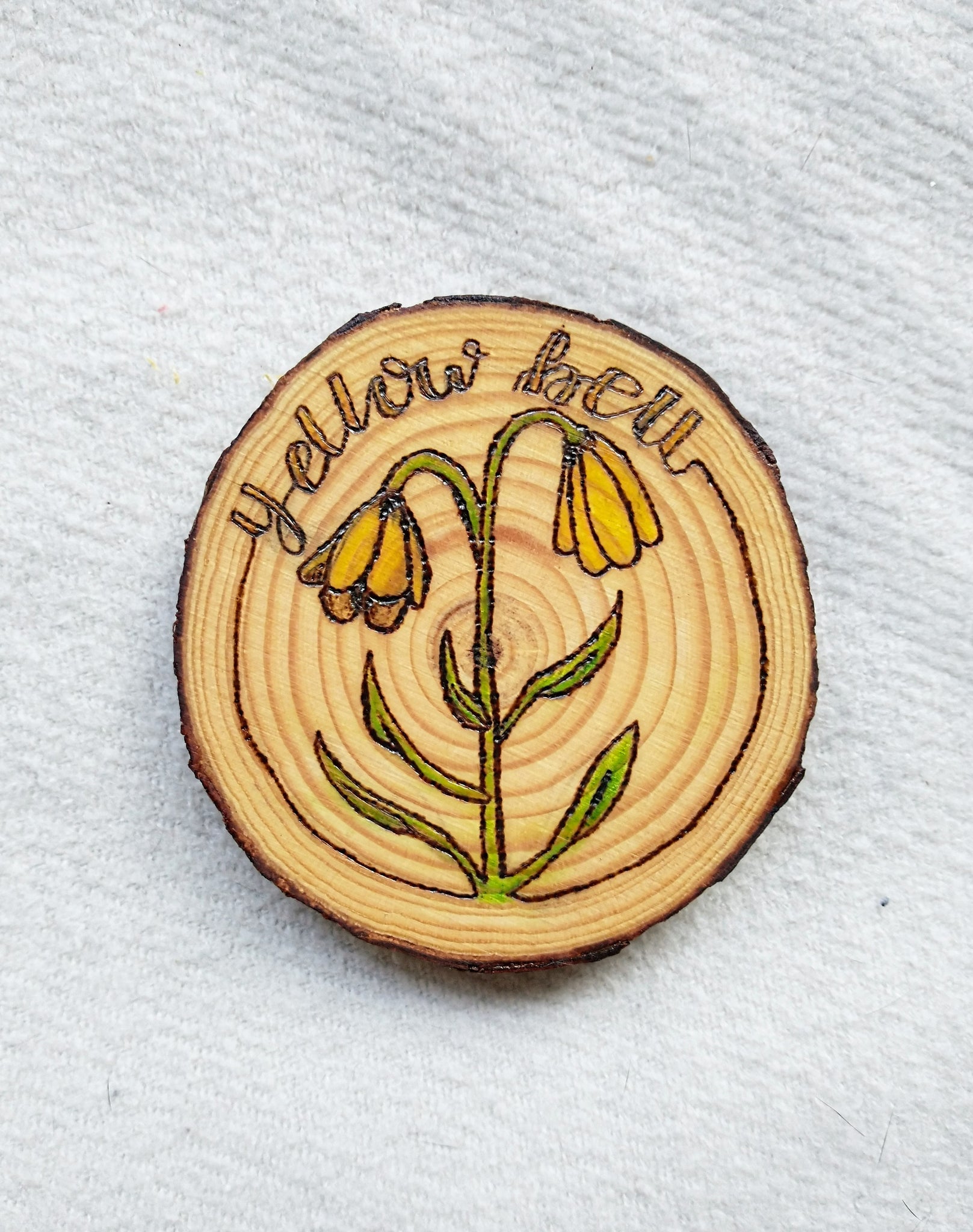 Yellow Bell - Wood Slice Ornament