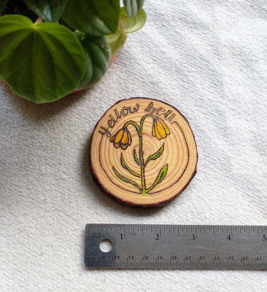 Yellow Bell - Wood Slice Ornament