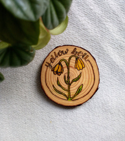 Yellow Bell - Wood Slice Ornament